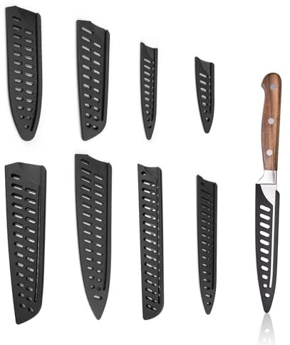 FINELYCR 8 PCS Knifes Guard Set, Universal Knife Sleeve and Knife Protector Covers, Plastic Kitchen Knifes Sheath with Hollow Design, Blade Protector for Chef Knives, Utility, Bread & Cleaver
