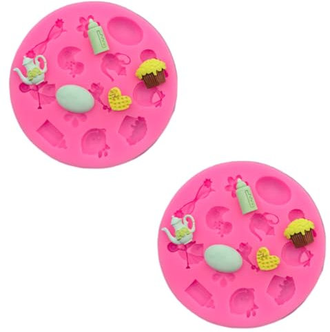 Silicone Fondant 2Pcs Baby Bottle Dessert Cart Duck Silicone Mold DIY Chocolate Fondant Cake