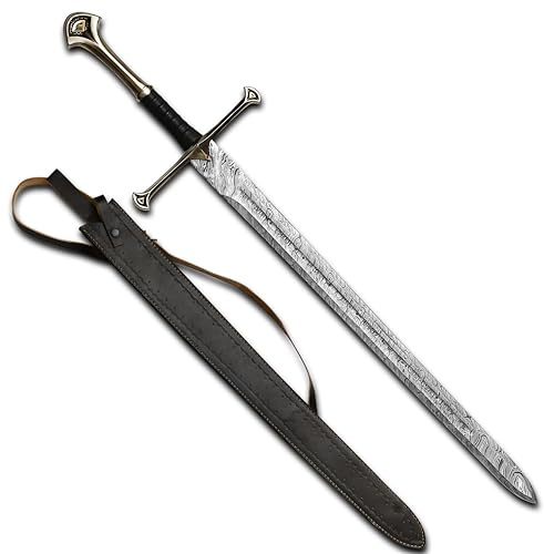 CraftTal Wikinger Schwert mittelalterlich, handgefertigt, aus Damaszenerstahl, 41 Zoll, kampfbereites Schwert Mit Scheide