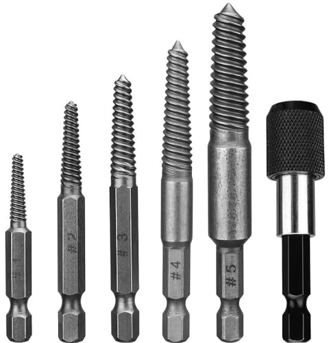 6-tlg Shallho Schraubenausdreher, Screw Extractor Set, Schrauben Ausdrehwerkzeug, mit Magnetischem Bithalter, zum Entfernen Beschädigter Schrauben