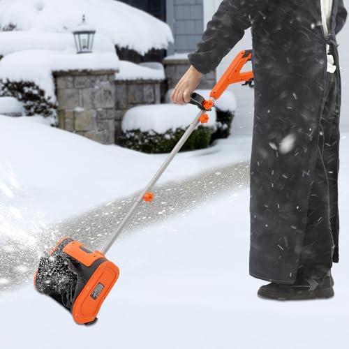 Elektrische Schneefräse mit Kabel, Plug-in Schneekehrmaschine, 1800W 220V Schneefräse max. Schneehöhe 15 cm kann im Haushalt,Fabriken,Instandhaltung städtischer Straßen (Orange)