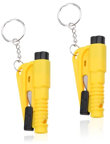 Hpbaggy Gurtschneider Notfallhammer Auto, 2-in-1 Sicherheitsgurtschneider und Fensterbrecher, Sicherheits Rettungswerkzeug am Schlüsselbund