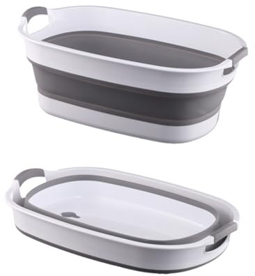 Haustier-Badewanne mit Ablauflöchern, faltbares Design für Hunde und Katzen, multifunktional, Grau