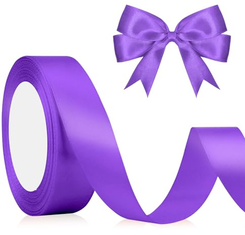 Satinband Lila Geschenkband, 2cm 23M, Helllila Dekoband Schleifenband, Violett Stoffband für Hochzeit Halloween Weihnachten Taufe Geburtstag DIY-Handwerk Geschenkverpackung Deko Seidenband