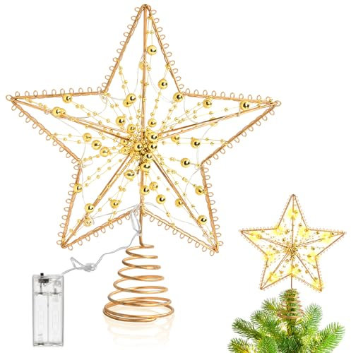 Weihnachtsbaum Spitze Stern LED Beleuchtung für Christbaum Tannenbaum Spitze, 25 cm (B)
