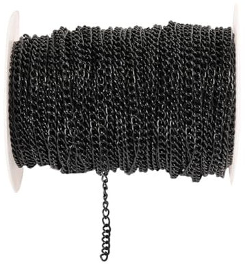 Rockreyoa Catena a maglie intrecciate, per collane, bracciali, accessori per gioielli, colore nero, 2,5 mm x 6 m
