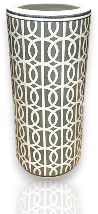 AcaciaHome Durable Ceramic Round Grey Umbrella stand Holder for Home, Office, & Entryway - Sophisticated and Modern Touch to Living Spaces for Canes, & Walking Sticks (18 Umbrella Stand)