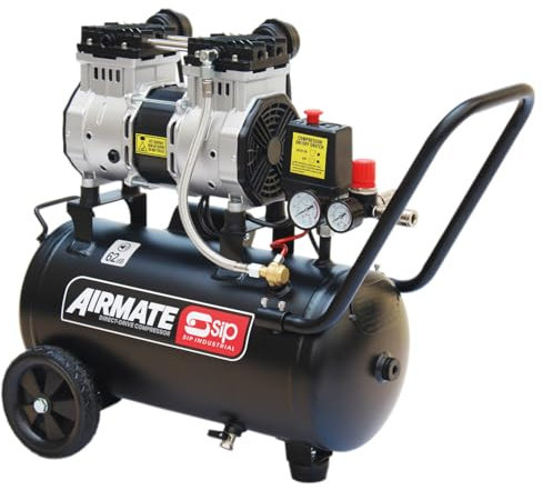 SIP Airmate Air Compressor Low Noise Oil-Free Direct Drive, 230V 24L 2hp 1.5kW 116psi 8 Bar 9.6CFM