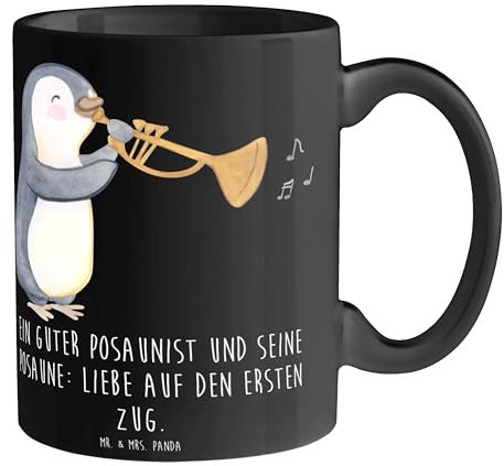 Mr. & Mrs. Panda Tasse Posaune Liebe - Geschenk, erster Zug, Instrument, Musik, Kaffeetassen, Tasse Sprüche, Blechblasinstrument, Instrument lernen,