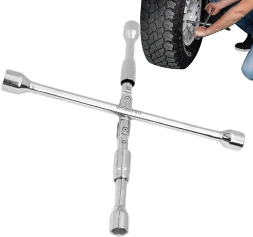 Clé d'écrou de roue, clé à pneu, clé de roue, outils de réparation de pneus, extracteur d'écrous à 4 voies – Clé à écrou de roue robuste, pliable, portable, extracteur d'écrous de roue robuste pour