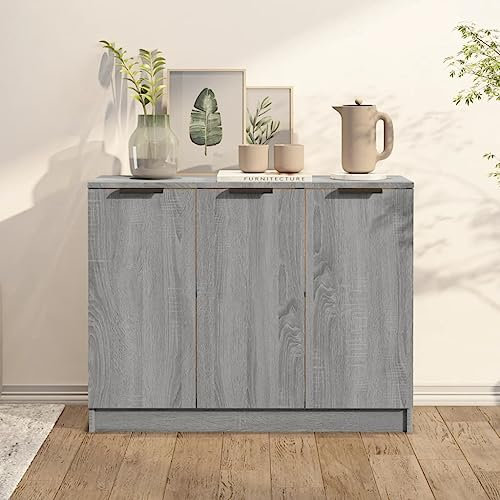 MOBCANT Sideboard, Vorratsschrank Barschrank Vitrinenschrank Aufbewahrungsschrank Geeignet für Korridor Küche Wohnbereich Foyer Grau Sonoma 90,5x30x70 cm Holzwerkstoff