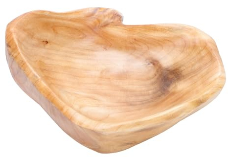 Holibanna Bandeja de Frutas de Madera Maciza 20-24 Cm, Bandeja de Aperitivos Artesanal, Cuenco Tallado a Mano, Multifuncional para Cocina y Comedor, Soporte Versátil para Estilo Aleatorio