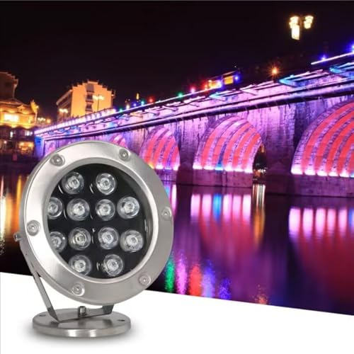Projecteur d'extérieur Rotatif à LED pour Bassin, éclairage de Jardin étanche IP68 24 V, éclairage LED orientable/sous-Marin/Fontaine (Jaune, 36 W) (Violet 36 W)