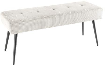 Sitzbank BOUTIQUE - 100cm - beige - Cord Metall-Gestell hoher Komfort | montiert geliefert, hohe Belastbarkeit, Schaumstoffpolsterung, pflegeleicht, Industrial Design