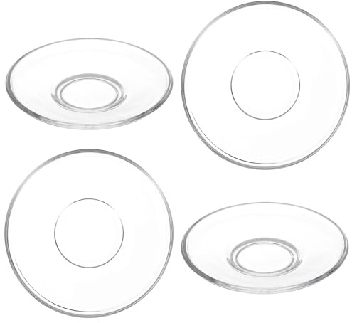 FIXOSHEE 4 piezas Platos Pequeños Transparentes de Vidrio Redondos Platos Decorativos para Té y Aperitivos Multiusos para Hogar Cafeterías y Restaurantes Diseño Sencillo y Reutilizable