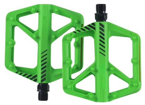 HSTWODE 1 Paar Nylon Fahrradpedale – Breite Anti-Rutsch-Plattform mit DU-Lagern & Reflektoren (128x105mm) für Rennrad, MTB, E-Bike (Grün)