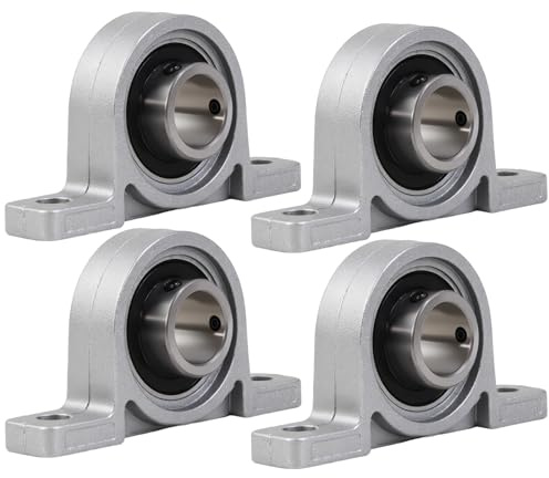 NZNSML 4 stycken stålager lagerbockar 20 mm innerdiameter flänslack | Zinklegering vertikala höljeslager KP004 kullager stående lager för 3D-skrivare axel maskin tryckmaskiner