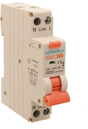 Interrupteur différentiel magnétothermique 10 mA pour zones humides, 10 A C10, RCBO type A courbe C, 1 module DIN, 1P+N 6 kA 220 V, série PL8HT professionnelle