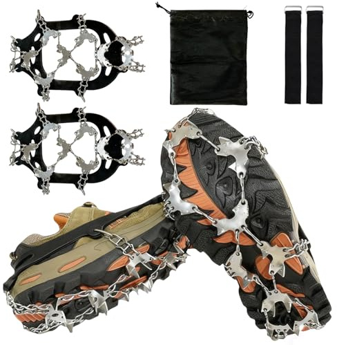 Crampons for Shoes, Traction Cleats Ice Snow Grips with 32 Stainless Steel Spikes, Shoe Talons Anti - Slip Boots Spikes for Walking, Jogging, Climbing and Hiking