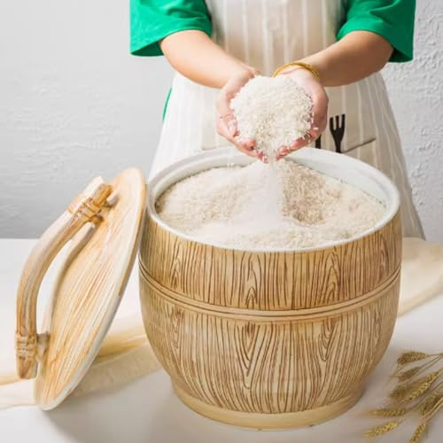 Airtight Ceramic Rice Dispenser - Large Capacity 15kg Sealed Rice Storage Bin with Lid for Kitchen Food Storage and Stylish Rice Storage Solution