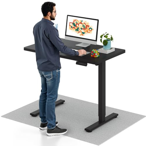 SANODESK Höhenverstellbarer Schreibtisch mit EINTEILIGER Tischplatte | Ergonomischer Steh-Sitz-Tisch fürs Homeoffice, stabil & platzsparend 100 x 60cm (schwarz)