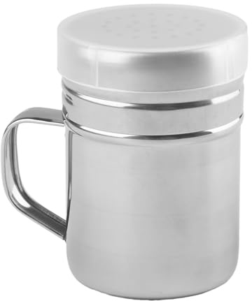 Hopzab Stainless Steel Sugar, Flour, Cocoa, and Chocolate Shaker with Handle, Icing Sugar Sifter, Spice Dredger for Baking, Coffee, Pancakes, Cappuccino, Salt, and Flour Dusting