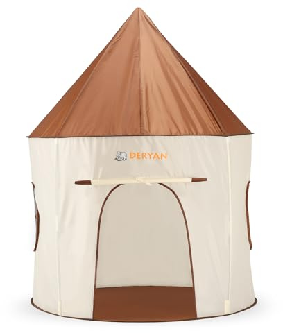 Deryan Tienda de campaña infantil para niñas y niños, con 2 modos de luz de estrellas, para interior y exterior, regalo de Navidad para niños y niñas (marrón)