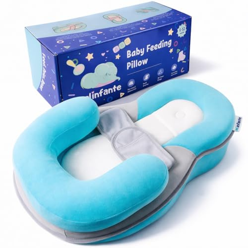 El Infante Baby Feeding Pillow for Newborn Reflux Relief - Safety Nursing Pillow, Anti Colic Wedge, Elevated Infant Pillow for Acid Reflux, Breastfeeding Pillow, Baby Lounger Pillow & Bottle Support