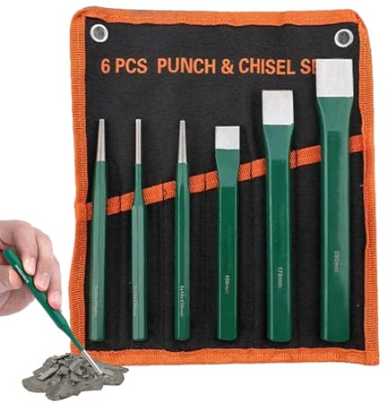 Set Di Punzoni,Utensili Robusti In Metallo Per Carpenteria - Set di 6 Punzoni e Scalpelli Freddi Conici - Per Intagliare Cemento Legno Metallo Pietra Armadi Mobili