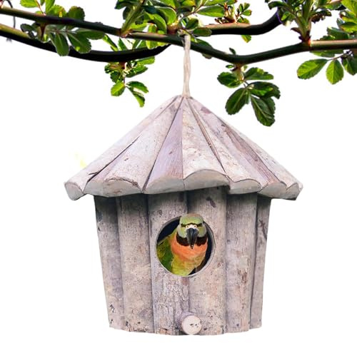 Mppchhn Casette Per Uccelli Da Esterno - Rifugio In Legno Per Nidificazione,Casette Naturali per Colibrì per Esterno,Scricciolo Passero Fringuello Parrocchetto Bluebird Albero Cortile Inverno