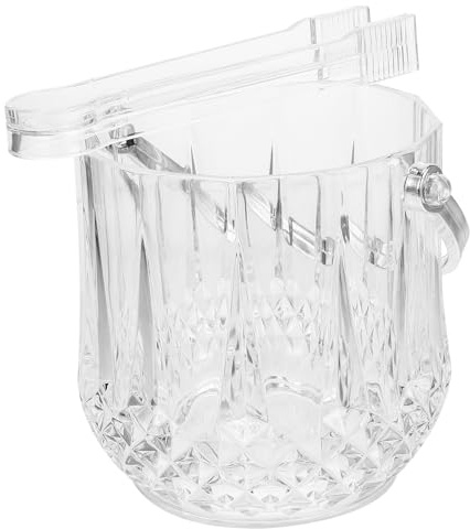 VALICLUD Seau à Glace Portable en Plastique Transparent 3,5l Pince à Glaçons Multifonctionnelle, Seau de Grosse Capacité pour Vin et Cocktails, Kit Pratique pour Bar à Domicile
