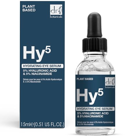 Dr Botanicals Feuchtigkeitsspendendes Augenserum mit 5% Hyaluronsäure & 5% Niacinamid 15ml – Anti-Aging Augenpflege gegen feine Linien