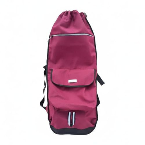 NonMiFyR Skateboard Carrier Board Tasche Canvas Rucksack Mehrfachfach Wasserabweisend Komfortpolster für Jugendliche Erwachsene Outdoor Reisen Skateboarding, Weinrot, 122-36cm