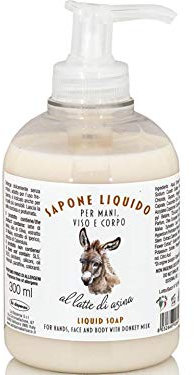 SAPONE LIQUIDO al Latte d'Asina per Mani, Viso e Corpo - 300 ml.
