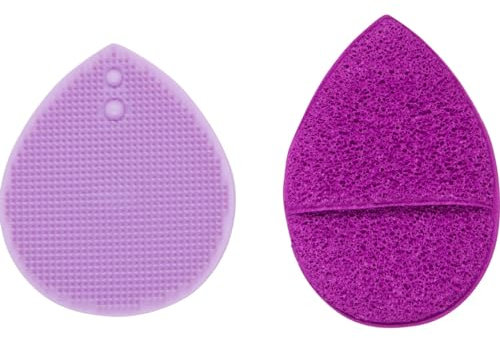 CALA. Spugna esfoliante per la pulizia del viso. Cala Cleansing Sponge. Viso Exfoliators Duo. Colore lilla Pulire e rinnovare. Raggiungi tutte le aree. Spazzola e spugna. Vegano.
