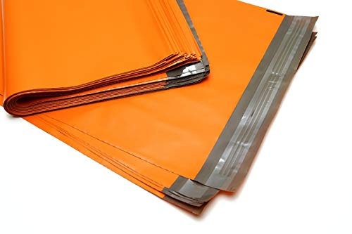 100 Farbige Folien-Versandtaschen - Bunte Klappenbeutel mit Selbstklebeverschluß, unbedruckt, LDPE, recycelbar Format 360 x 500, Farbe orange