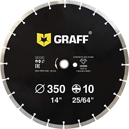 GRAFF Disque Diamant 350 à Béton - Disque à Tronçonner Diamanté Segmenté pour coupe Pierre Ciment Béton Granite Maçonnerie Brique - Disque Meuleuse, Bricolage Outillage