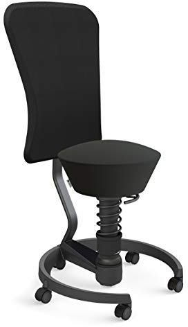 aeris Swopper – Hocker mit Lehne – Bürohocker höhenverstellbar – Schreibtischstuhl gegen Rückenschmerzen – Ergonomischer Bürostuhl und Sitztrainer, Feder Low