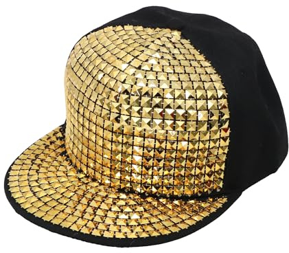 Chaks - Snapback Cap mit Goldenen Nieten, Hip Hop Basecap | Kostüm Accessoire für Festival und Karneval, Snapback Kappe für 90er Jahre Rapper und Hip Hop Outfits