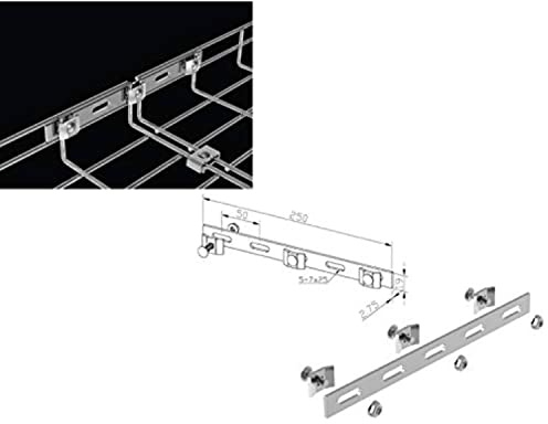 Kable Kontrol Strengthening Bar Coupler – Splice Connection Hardware - Wire Mesh Tray Cable Management Rack Cable Basket, Zinc Plated Steel NEC Approved for Network, Fiber Optic, Cabling Accessory