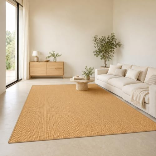 Floordirekt Sisal Teppich 100% Sisal Naturteppich, 66 x 100 cm Natur | Rutschhemmender Latexrücken, Sisal Läufer, Gekettelte Kanten, Für Wohnzimmer, Flur & Esszimmer