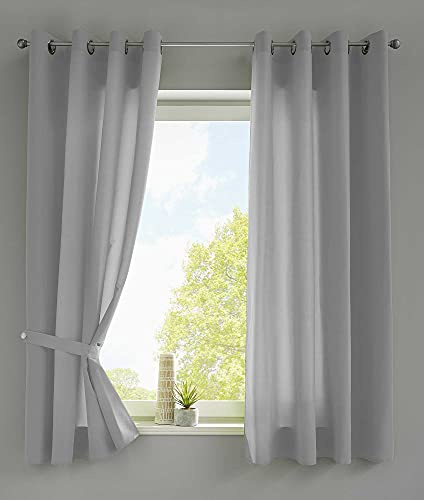 Gardinenbox 2er Set Vorhänge Schal Ösen »Berlin« HxB 145x140 cm Grau Blickdicht Microsatin Lichtdurchlässig Uni Matt, 20405N2
