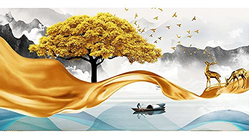 DIY 5D Diamant Malerei kits Malen nach Zahlen Geldbaum groß Diamond Painting Bilder Vollbohrer Stickerei Kreuzstich Kristall Strass Gemälde für Home Wanddekoration Mosaik Geschenk 50x100cm