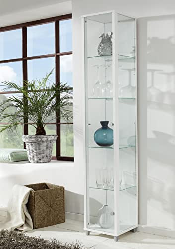 möbelando Vitrine Glasvitrine Standvitrine Vitrinenschrank Berlin III Weiß