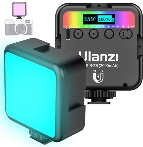 LED Videoleuchte RGB mit Eingebautem Akku, Mini Dimmbare Videolicht 2500K-9000K, Kamera Licht Dauerlicht, Klein Tragbar Mini Fotolampe für Camcorder Smartphone