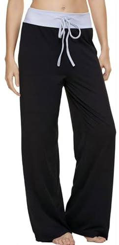 AMYTIS pantaloni da yoga da donna elasticizzati pantaloni per il tempo libero comodi pantaloni del pigiama pantaloni da notte lunghi leggeri pantaloni lounge pantaloni da casa pantaloni relax