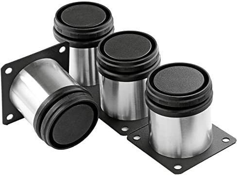 Masendelk 2.5 Inch Metal Furniture Legs Stainless Steel Adjustable Legs Silver Table Legs Round Cabinet Legs for Coffee Table Cabinet Desk Sofa Shelves, Pack of 4