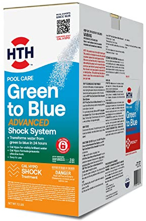 HTH 52038 Swimming Pool Care Green to Blue, Advanced Shock System, 2-Step Swimming Pool Care Solution, 1 Kit