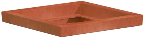 Decor Space Soucoupe carrée en résine pour plantes et fleurs « Made in Italy » pour l'extérieur (40 x 40 cm, terre cuite)