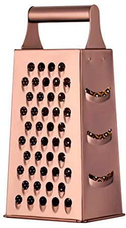 Large Box Grater,4-Sided Stainless Steel Food Slicer,for Potato Fruit Cheese Ginger Vegetables Cucumber Carrot（Rose Gold）